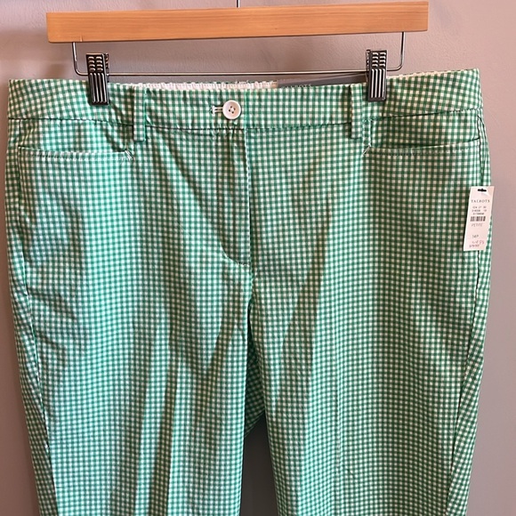 Talbots Perfect Skimmer Pants NWT Gingham Green & White Size 14P Petite Stretch - Picture 3 of 9